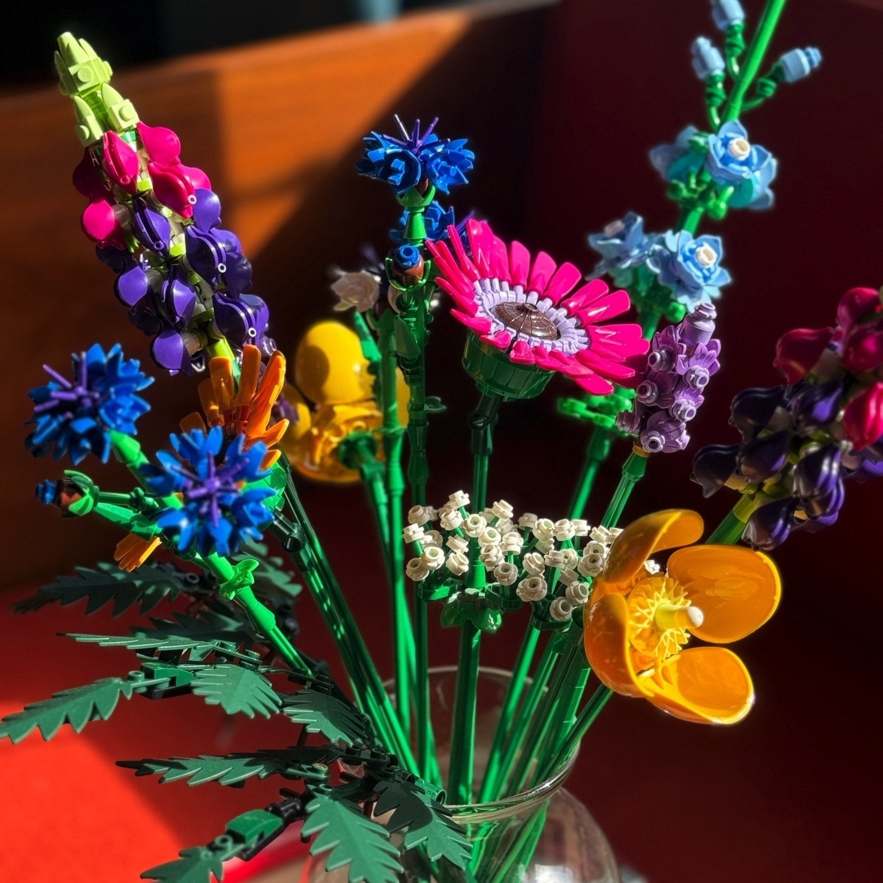 A bouquet of colorful wildflowers from the Lego Botanical Collection.
